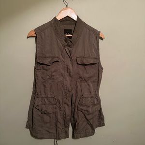 Me Jane Military Vest - OD Green Zip Vest - Sleeveless jacket - drawstring waist